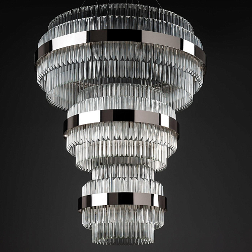 Lustre Rond en Nickel Poli avec Verre Triedro