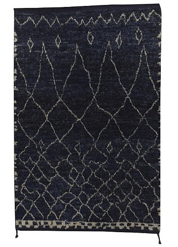 Tapis Berbère Noir & Blanc à Poil Long