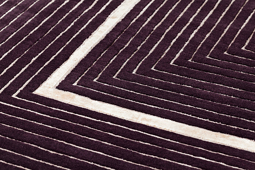 Tapis à Cadre Violet en Laine & Viscose