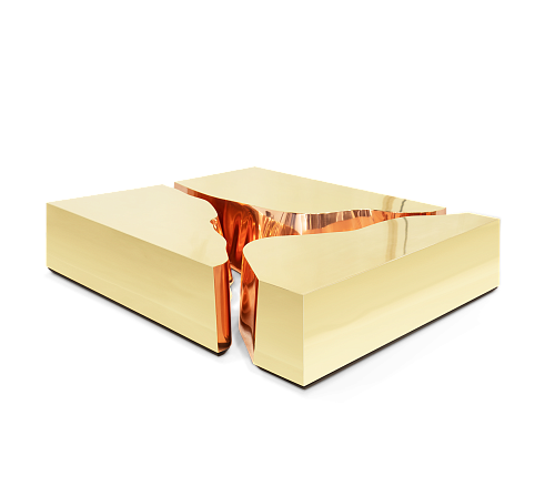 Table Basse Or & Cuivre Fissure