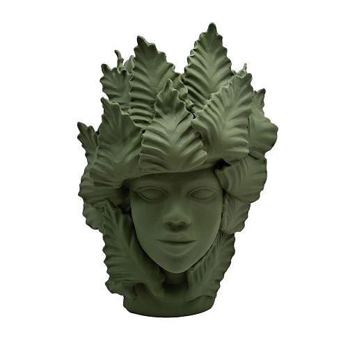 Sculpture Tête De Maure Vert Mat