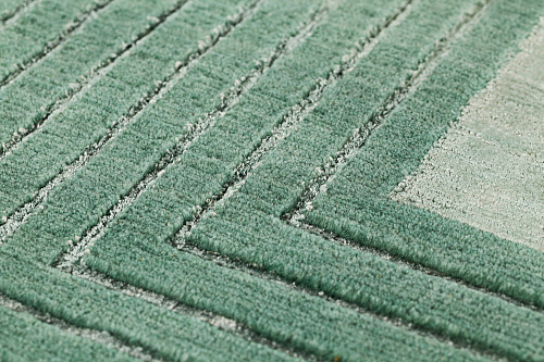 Tapis à Cadre Vert en Laine & Viscose