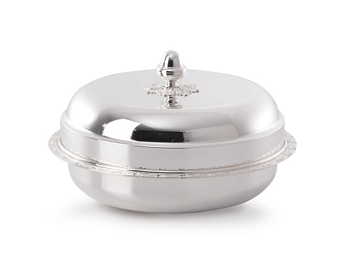 Légumier Rond Avec Porcelaine Et Couvercle Argenté