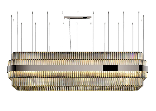 Lustre en Nickel Poli avec Verre Triedro Transparent