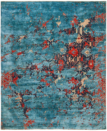 Tapis Bidjar Leyton Aerial Bleu Marine Soie