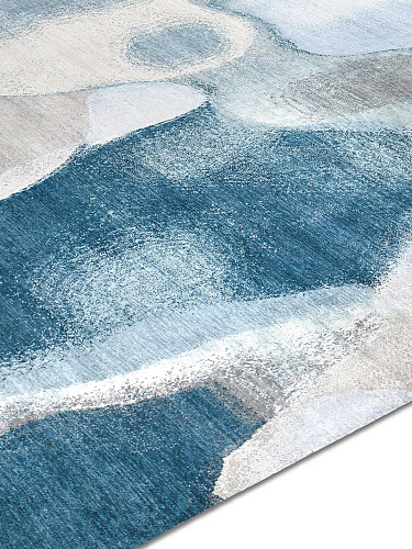 Tapis fait main de luxe Turquoise Bleu