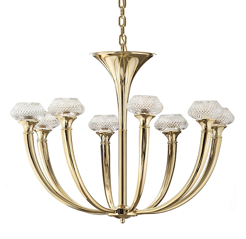 Lustre 8 Lumières en Cristal Doré Poli