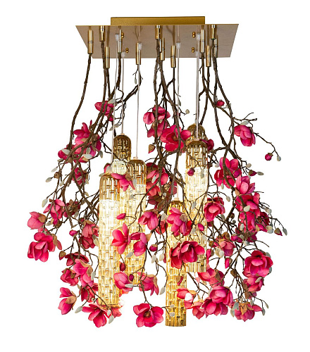 Lustre carré doré Magnolia