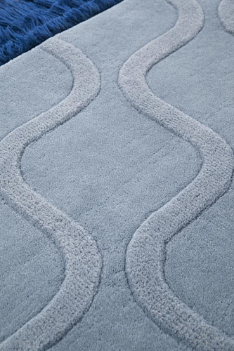 Tapis Bleu Clair Tufté à la Main