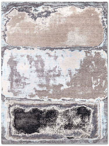 Tapis fait main de luxe Abstrait Argent / Gris