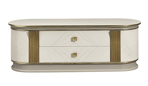 Meuble TV Blanc et Or Élégance