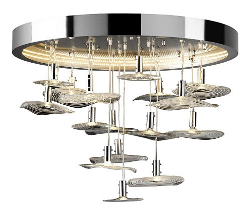 Lustre Rond Chromé avec Verre de Murano