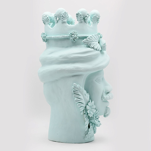 Sculpture Tête De Maure Bleu Ciel