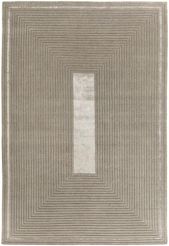 Tapis à Cadre Beige en Laine & Viscose