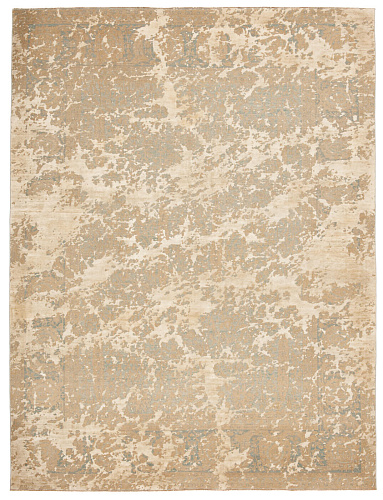 Tapis Tabriz Wooster Double Ciel Bleu Gris Argent Soie