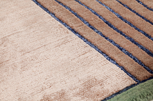 Tapis Rayé en Laine & Viscose