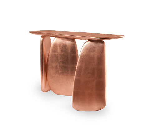 Console Sculpturale Cuivrée