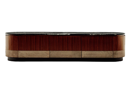 Buffet TV Alma en bois avec plateau en marbre