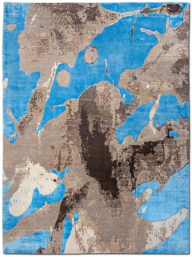Tapis No. 01 Naturel sur Bleu