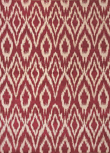 Tapis Rouge en Laine Ikat Noué à la Main