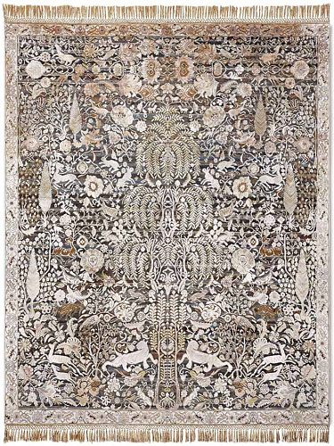 Tapis de luxe fait main Or / Gris