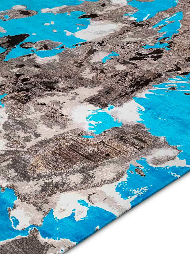 Tapis No. 04 Naturel sur Bleu