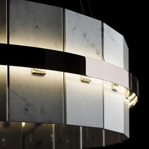 Lustre Rond avec Plaques en Marbre de Carrare
