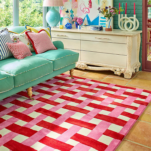 Tapis Vannerie Corail/Rose