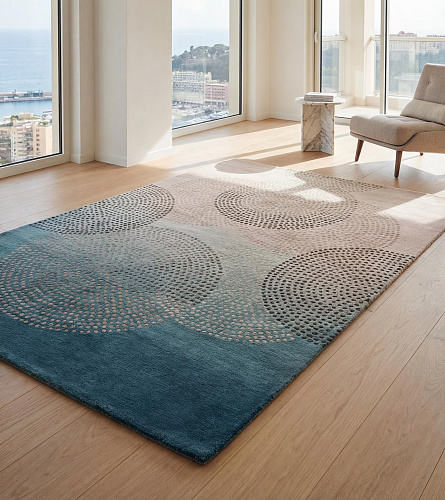Tapis fait main Misty Circles