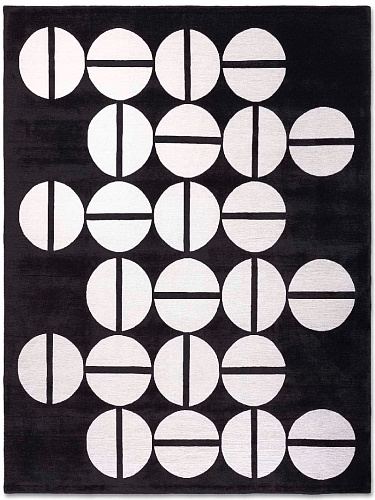 Tapis Cercle No. 03 Blanc sur Noir