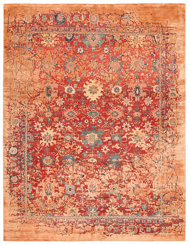 Tapis Bidjar Kingscross Pleasure Rouge Orange Soie