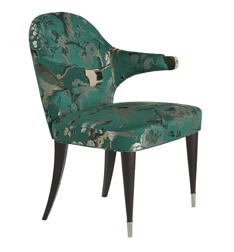 Chaise de salle à manger verte rembourrée
