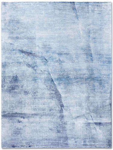 Tapis noué main de luxe Bleu Torsadé