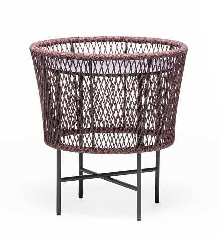 Table Basse de Jardin Ronde Bleue et Rouge Tamburo SM