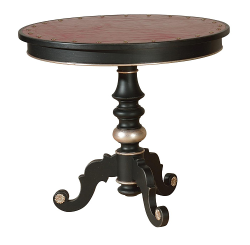 Table d'appoint classique à piédestal avec plateau en cuir