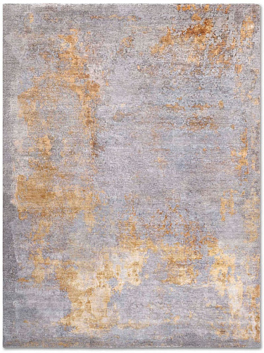 Tapis noué main de luxe Stéréo Gris / Doré