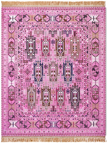 Tapis Baloutche Inversé Original sur Rose Clair