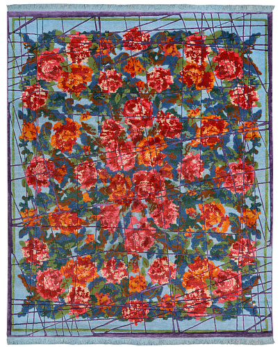 Tapis Sofianka Allover Enveloppé Bleu Clair Violet