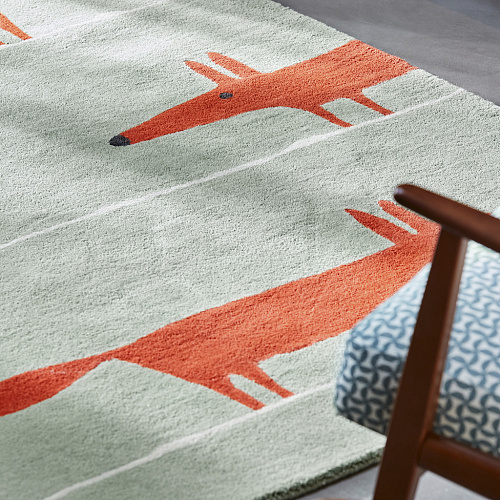 Tapis Mr. Fox Menthe / Coquelicot
