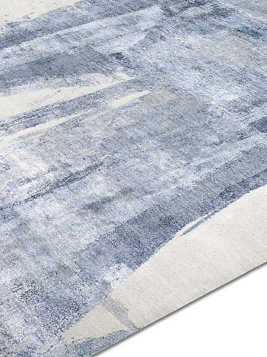 Tapis No. 10 Bleu/Gris sur Gris Clair