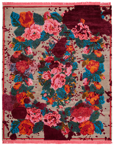 Tapis Janka Éclaboussé Argent Bordeaux