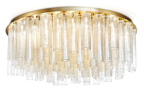Lustre Cylindrique en Verre de Murano Doré