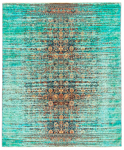 Tapis Tabriz Canal Stomped Bleu Marine Néonphirozi Soie