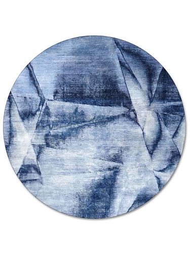 Tapis rond noué main Bleu Marine