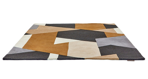 Tapis fait main Popova Caramel / Ardoise / Coquillage