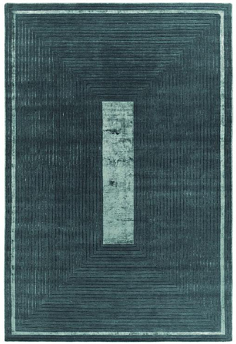 Tapis à Cadre Vert en Laine & Viscose