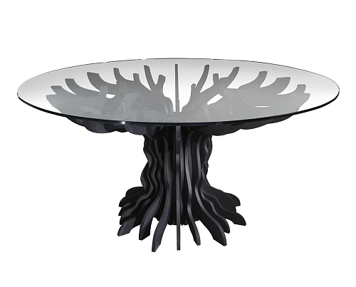 Table de Salle à Manger en Bois Noir et Verre