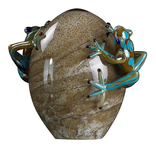 Figurine œuf en verre avec grenouilles