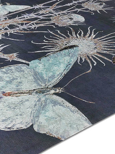 Tapis Papillon No. 04 Menthe/Beige sur Bleu Aube
