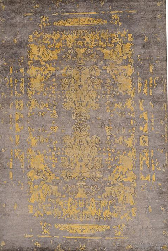 Tapis Jaune Noué à la Main en Soie de Bambou